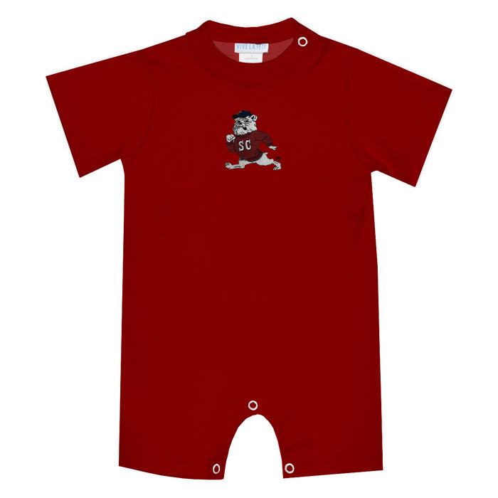 South Carolina State Bulldogs Embroidered Red Knit Short Sleeve Boys Romper