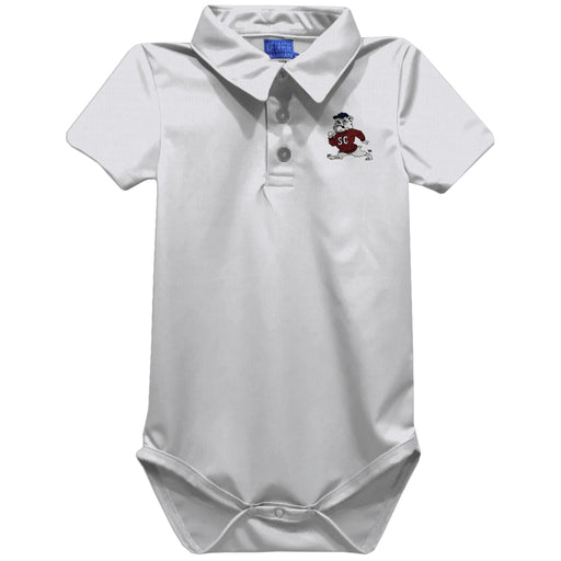 South Carolina State Bulldogs Embroidered White Solid Knit Polo Onesie