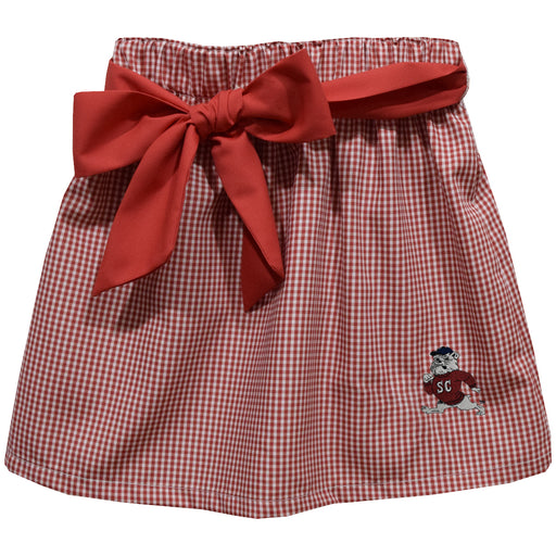 South Carolina State Bulldogs Embroidered Red Gingham Skirt With Sash
