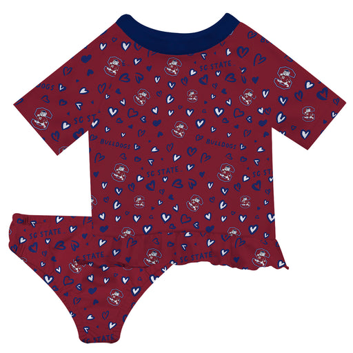 South Carolina State Bulldogs Vive La Fete All Over Logo Red Long Sleeve Bikini Set