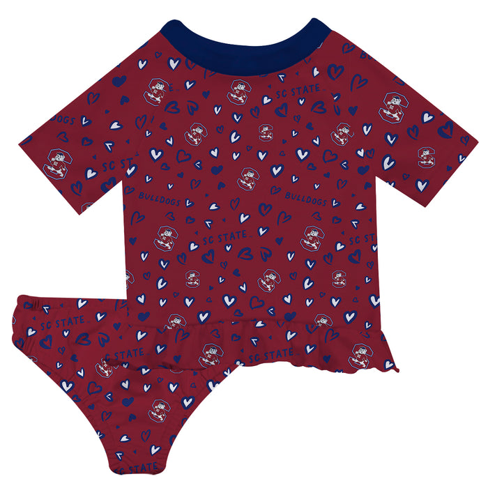 South Carolina State Bulldogs Vive La Fete All Over Logo Red Long Sleeve Bikini Set