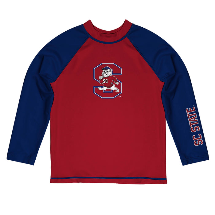 South Carolina State Bulldogs Vive La Fete Logo Red Blue Long Sleeve Raglan Rashguard