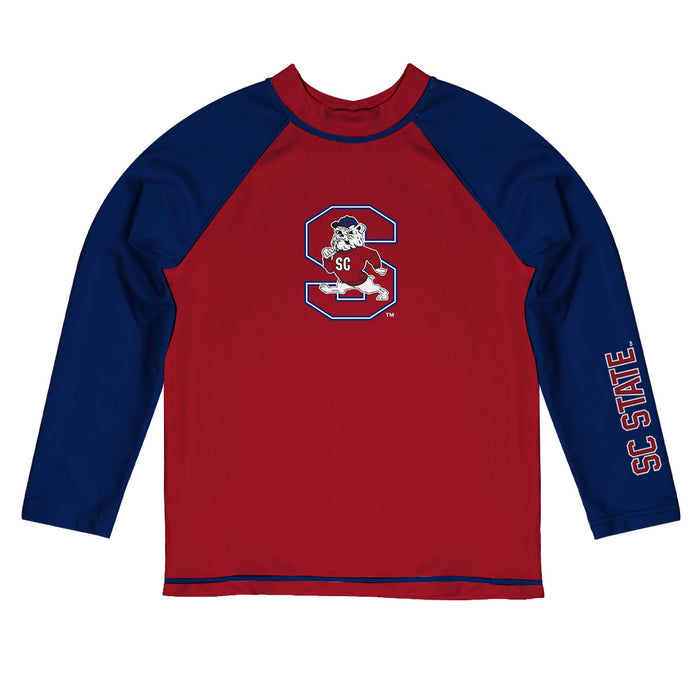 South Carolina State Bulldogs Vive La Fete Logo Red Blue Long Sleeve Raglan Rashguard