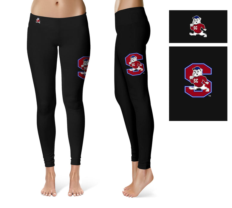 South Carolina State Bulldogs Vive La Fete Collegiate Large Logo on Thigh Women Black Yoga Leggings 2.5 Waist Tights - Vive La Fête - Online Apparel Store