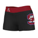 South Carolina State Bulldogs Logo on Thigh & Waistband Black & Red Women Yoga Booty Workout Shorts 3.75 Inseam