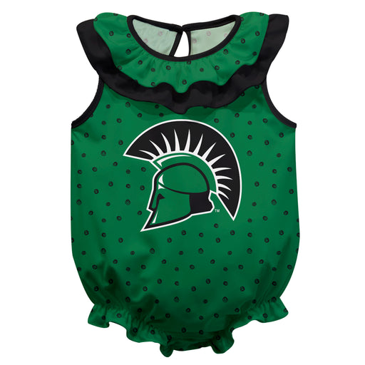USC Upstate Spartans Swirls Green Sleeveless Ruffle Onesie Logo Bodysuit