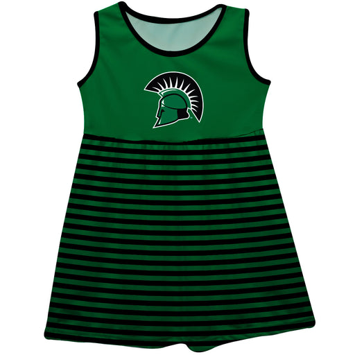 Upstate Spartans Vive La Fete Girls Game Day Sleeveless Tank Dress Solid Green Logo Stripes on Skirt - Vive La Fête - Online Apparel Store