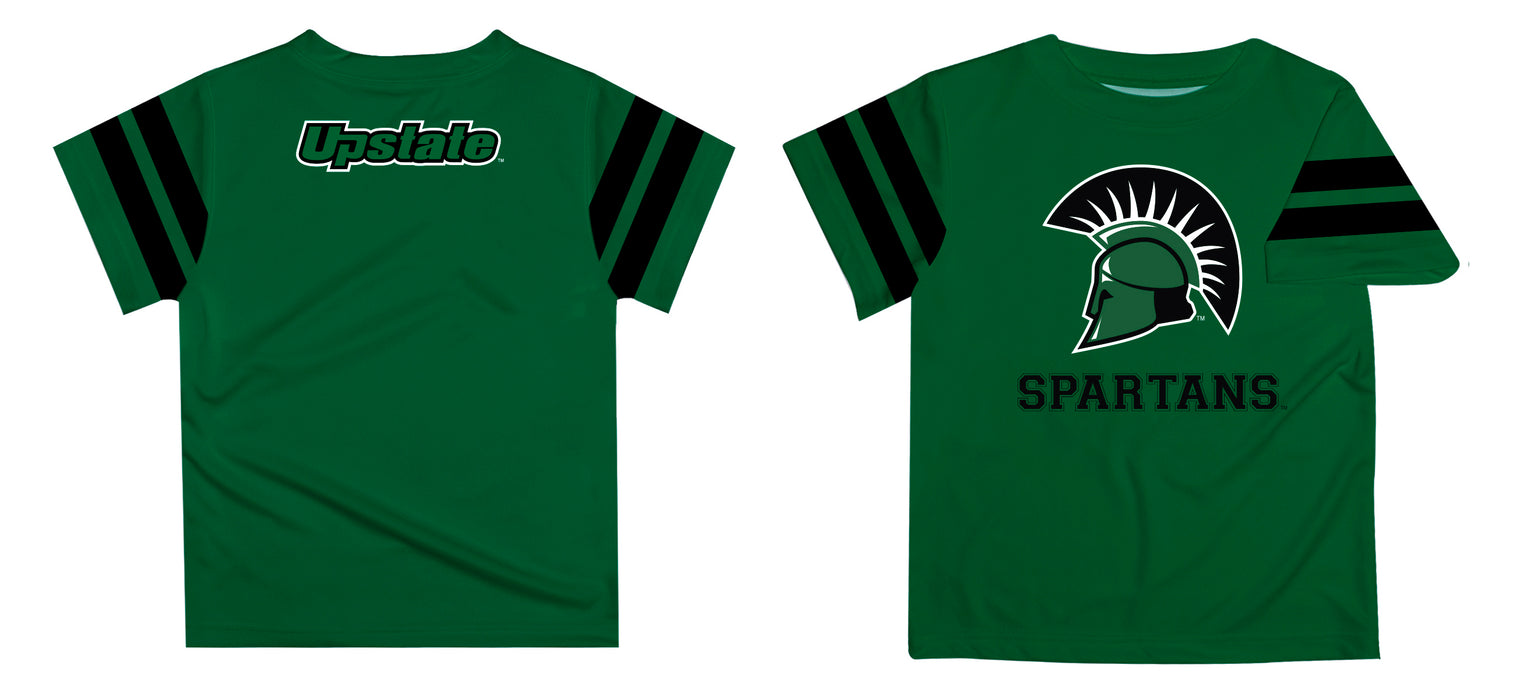 Upstate Spartans Vive La Fete Boys Game Day Green Short Sleeve Tee with Stripes on Sleeves - Vive La Fête - Online Apparel Store