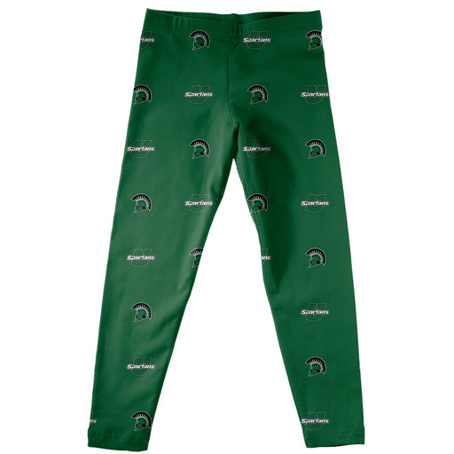 USC Upstate Spartans Vive La Fete Girls Game Day All Over Logo Elastic Waist Classic Play Green Leggings Tights - Vive La Fête - Online Apparel Store