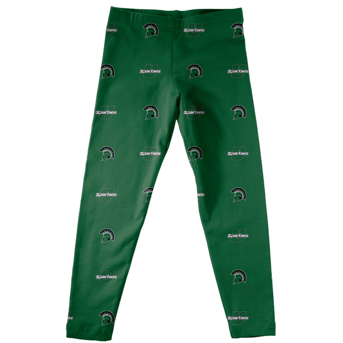 Upstate Spartans Vive La Fete Girls Game Day All Over Logo Elastic Waist Classic Play Green Leggings Tights - Vive La Fête - Online Apparel Store