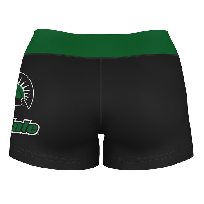 Upstate Spartans Vive La Fete Logo on Thigh and Waistband Black & Green Women Yoga Booty Workout Shorts 3.75 Inseam" - Vive La Fête - Online Apparel Store