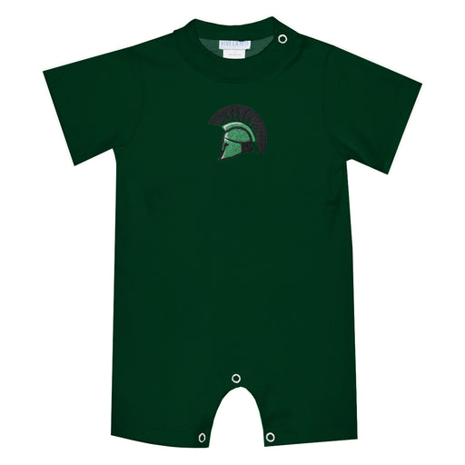 USC Upstate Spartans Embroidered Hunter Green Knit Short Sleeve Boys Romper