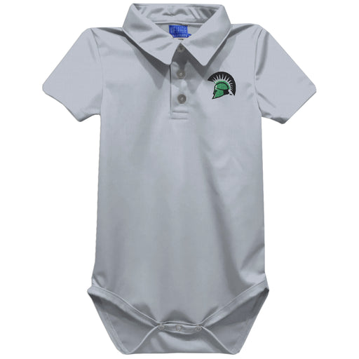 USC Upstate Spartans Embroidered Gray Solid Knit Polo Onesie
