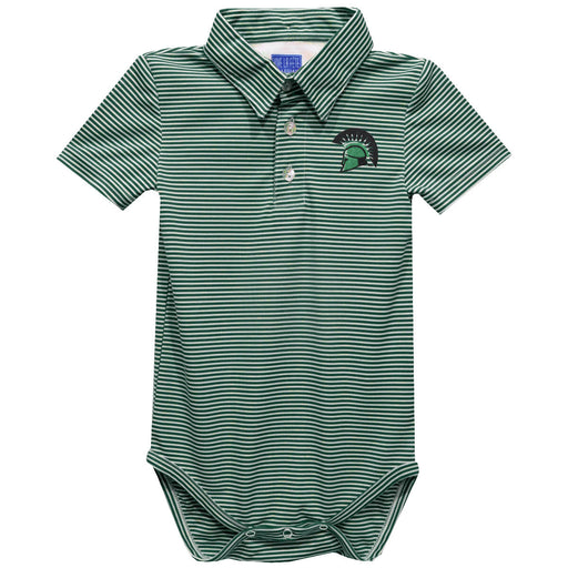 USC Upstate Spartans Embroidered Hunter Green Stripe Knit Boys Polo Bodysuit