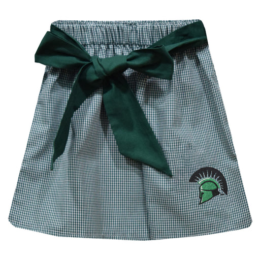 USC Upstate Spartans Embroidered Hunter Green Gingham Skirt With Sash