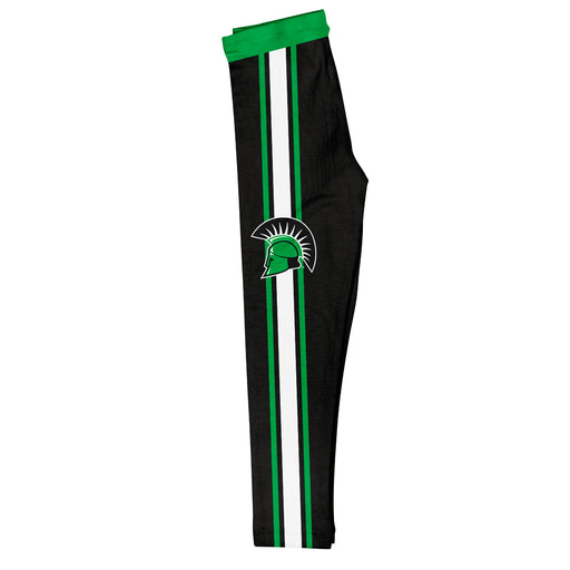USC Upstate Spartans Vive La Fete Girls Game Day Black with Green Stripes Leggings Tights