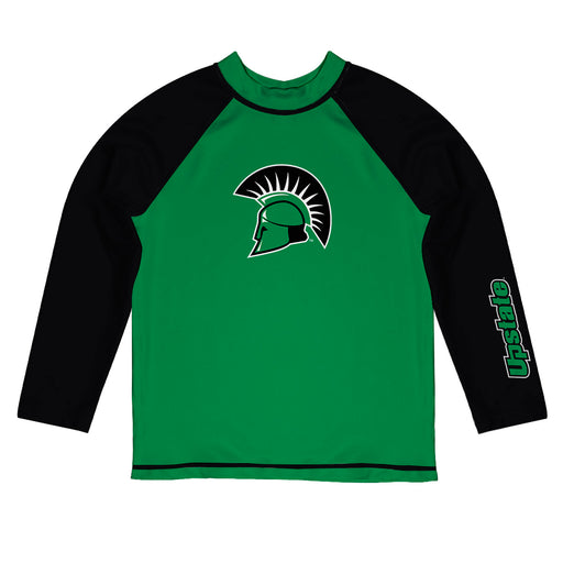 Upstate Spartans Vive La Fete Logo Green Black Long Sleeve Raglan Rashguard