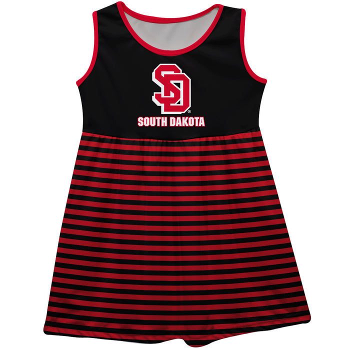 South Dakota Coyotes Black Sleeveless Tank Dress With Red Stripes - Vive La Fête - Online Apparel Store