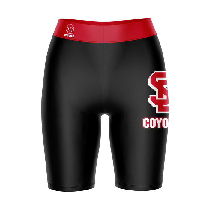 USD Coyotes Vive La Fete Game Day Logo on Thigh and Waistband Black and Red Women Bike Short 9 Inseam"