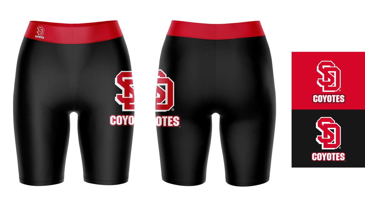 USD Coyotes Vive La Fete Game Day Logo on Thigh and Waistband Black and Red Women Bike Short 9 Inseam" - Vive La Fête - Online Apparel Store