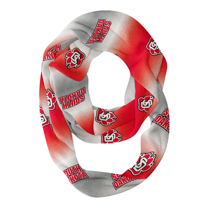 South Dakota Coyotes Vive La Fete All Over Logo Game Day Collegiate Women Ultra Soft Knit Infinity Scarf