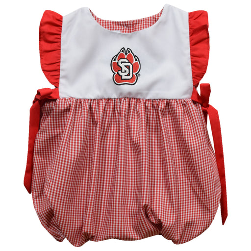 South Dakota Coyotes Embroidered Red Cardinal Gingham Girls Bubble