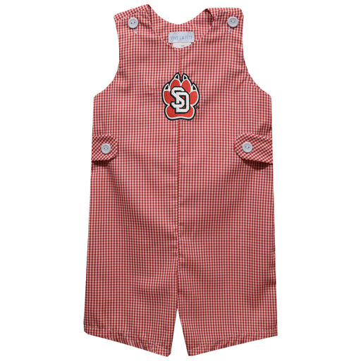 South Dakota Coyotes Embroidered Red Cardinal Gingham Boys Jon Jon