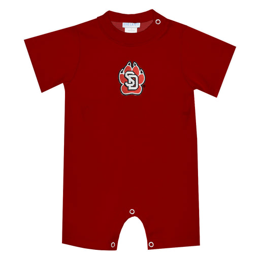 South Dakota Coyotes Embroidered Red Knit Short Sleeve Boys Romper