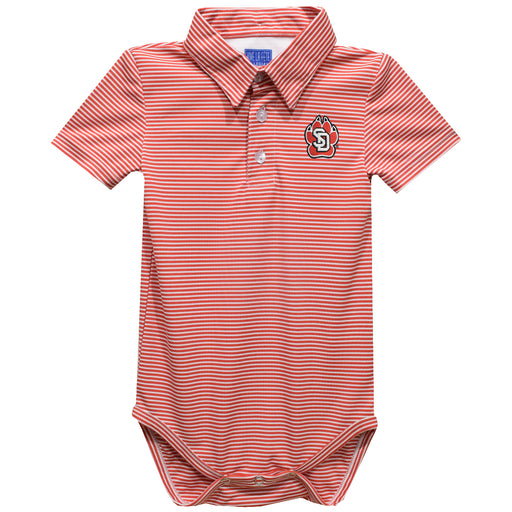 South Dakota Coyotes Embroidered Red Cardinal Stripes Stripe Knit Polo Onesie