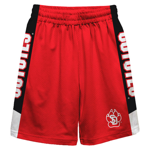 South Dakota Coyotes Vive La Fete Game Day Red Stripes Boys Solid Black Athletic Mesh Short