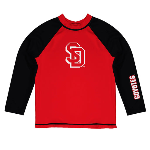 South Dakota Coyotes Vive La Fete Logo Red Black Long Sleeve Raglan Rashguard