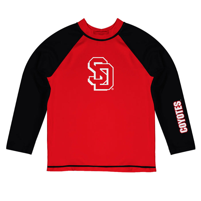 South Dakota Coyotes Vive La Fete Logo Red Black Long Sleeve Raglan Rashguard