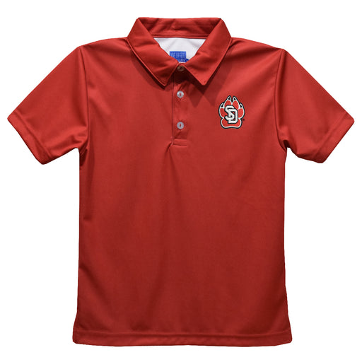 South Dakota Coyotes Embroidered Red Short Sleeve Polo Box Shirt