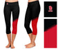 USD Coyotes Vive La Fete Game Day Collegiate Leg Color Block Women Black Red Capri Leggings - Vive La Fête - Online Apparel Store