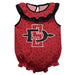 San Diego State University Aztecs SDSU Swirls Red Sleeveless Ruffle Onesie Logo Bodysuit