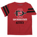 San Diego State Aztecs SDSU Vive La Fete Boys Game Day Red Short Sleeve Tee with Stripes on Sleeves - Vive La Fête - Online Apparel Store