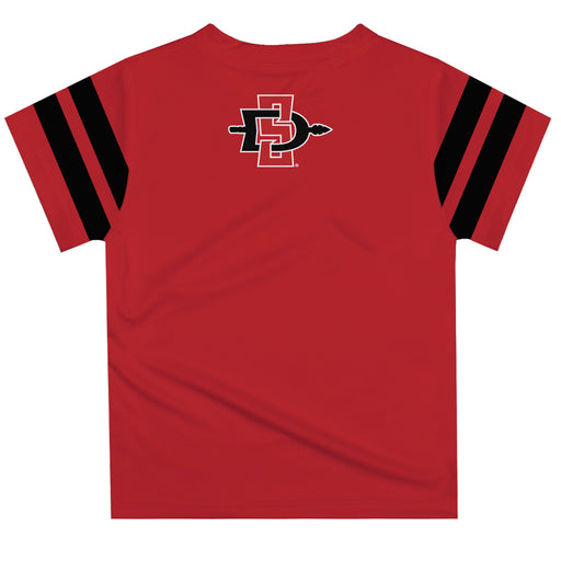 San Diego State Aztecs SDSU Vive La Fete Boys Game Day Red Short Sleeve Tee with Stripes on Sleeves - Vive La Fête - Online Apparel Store