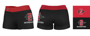 San Diego State Aztecs SDSU Logo on Thigh and Waistband Black and Red Women Yoga Booty Workout Shorts 3.75 Inseam" - Vive La Fête - Online Apparel Store