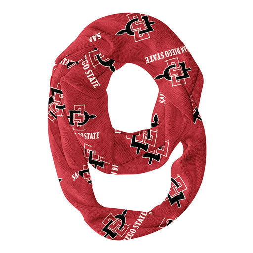 San Diego State Aztecs SDSU Vive La Fete Repeat Logo Game Day Collegiate Women Light Weight Ultra Soft Infinity Scarf