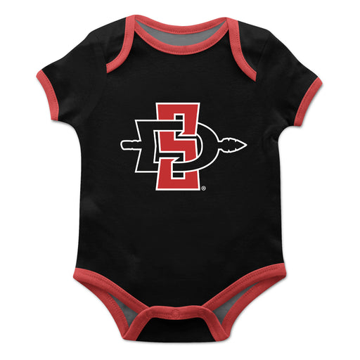 San Diego State Aztecs SDSU Vive La Fete Infant Game Day Black Short Sleeve Onesie New Fan Logo and Mascot Bodysuit