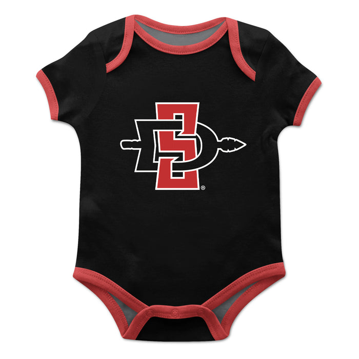 San Diego State Aztecs SDSU Vive La Fete Infant Game Day Black Short Sleeve Onesie New Fan Logo and Mascot Bodysuit