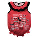 San Diego State University Aztecs SDSU  Red Hand Sketched Vive La Fete Impressions Artwork Sleeveless Ruffle Onesie Body