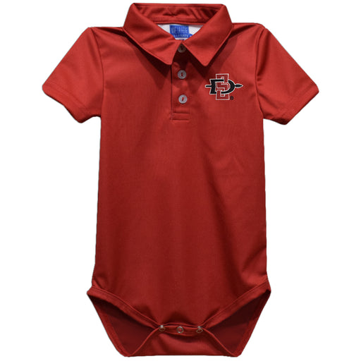 San Diego State University Aztecs SDSU Embroidered Red Solid Knit Polo Onesie