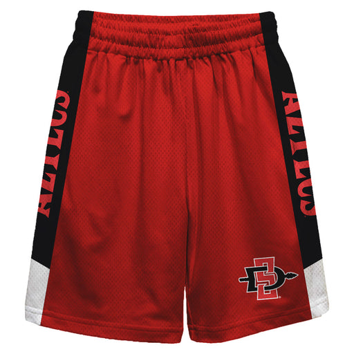 San Diego State Aztecs SDSU Vive La Fete Game Day Red Stripes Boys Solid Black Athletic Mesh Short