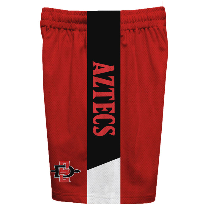 San Diego State Aztecs SDSU Vive La Fete Game Day Red Stripes Boys Solid Black Athletic Mesh Short - Vive La Fête - Online Apparel Store