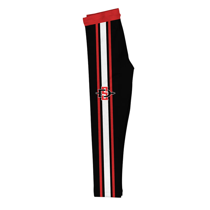 San Diego State University Aztecs SDSU Vive La Fete Girls Game Day Black with Red Stripes Leggings Tights