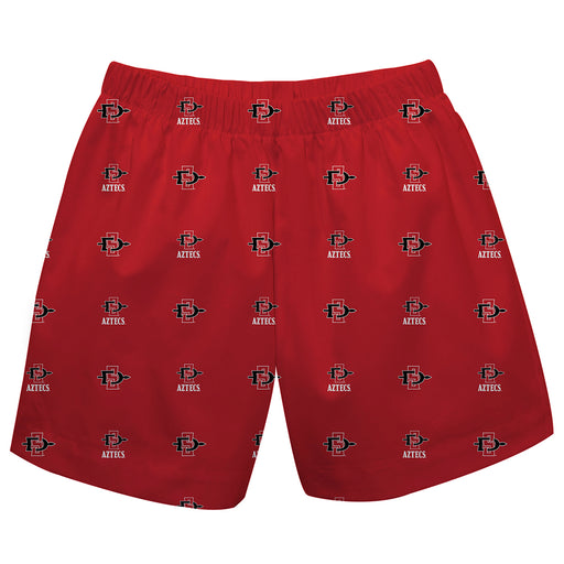 San Diego State Aztecs Vive La Fete Boys Game Day All Over Logo Elastic Waist Classic Play Red Pull On Short
