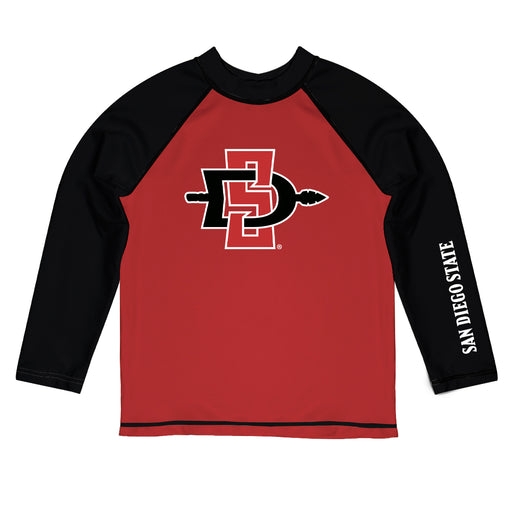 San Diego State Aztecs SDSU Vive La Fete Red and Black Long Sleeve Raglan Rashguard