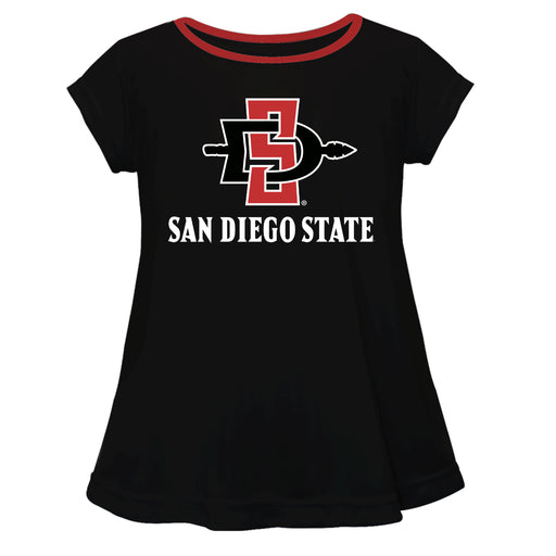 San Diego State Aztecs SDSU Vive La Fete Girls Game Day Short Sleeve Black Top with School Logo and Name