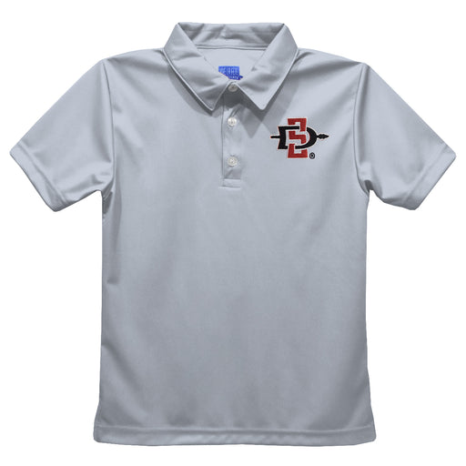 San Diego State University Aztecs SDSU Embroidered Gray Short Sleeve Polo Box Shirt
